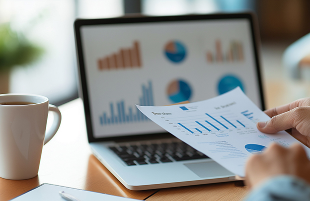 Close-up of Hands Holding Financial Data